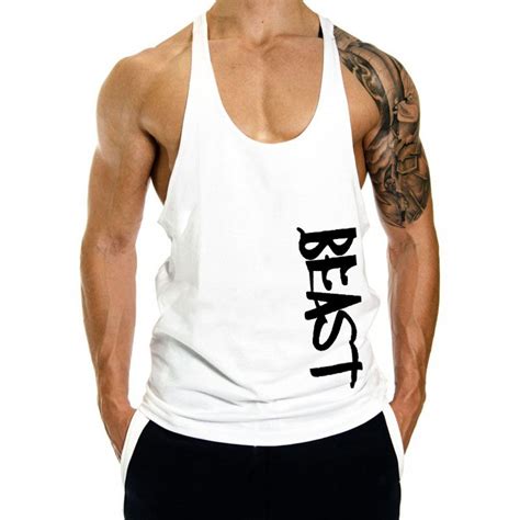 Buy Clzgym Men S Gym Cotton Beast Muscle Stringer Vest Online At