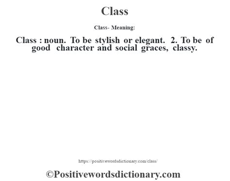 Class definition | Class meaning - Positive Words Dictionary