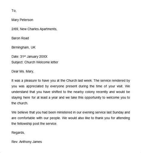 At the top of the letterhead particularly at the header, the name of the church is displayed in the most elegant and stylish way giving a perfect recognition to the letterhead about the institute to. FREE 11+ Sample Welcome Letter Templates in Google Docs ...