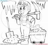 Miner Coloring Mining Clipart Illustration Cave Outlined Vector Happy Royalty Printable Visekart Colouring Sheets Bat Getcolorings sketch template