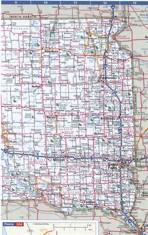 Map Of South Dakotafree Highway Road Map Sd With Cities Towns Counties