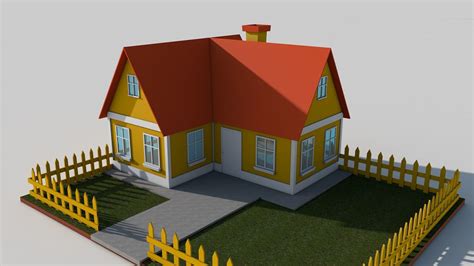 3d Asset Low Poly Fence Cartoon House Cgtrader