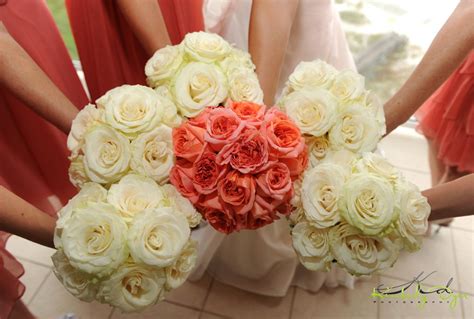 Coral And White Roses Bouquet Wedding Bouquets Pinterest Bride