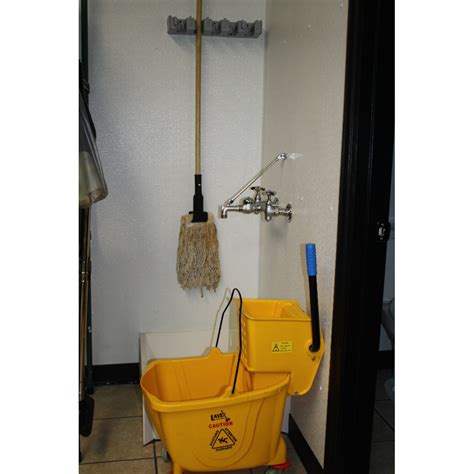 Wall mop hanger adhesive mop holder broom stand wall mounted broom mop handle holder. 16" Mop and Broom Rack