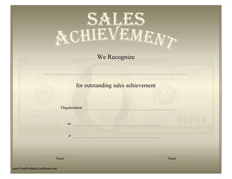 Outstanding Sales Achievement Certificate Template Download Printable