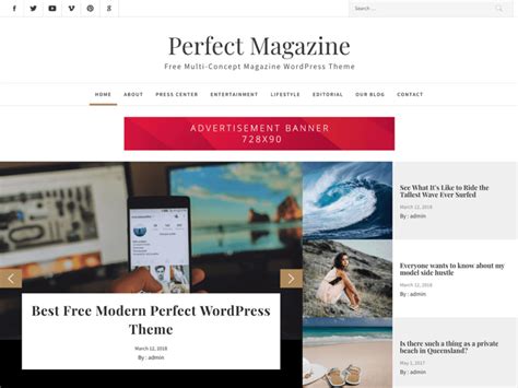 Free Perfect Magazine Wordpress Theme Download Review Justfreewpthemes