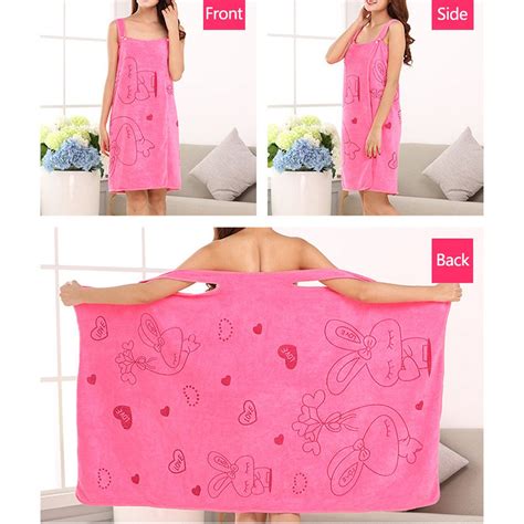 Women Bathrobe Bath Towel Wrap Soft Wearable Water Absorbent Bathwear