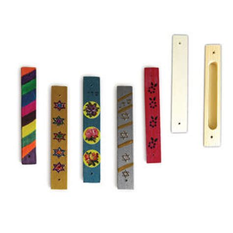 Wooden Mezuzah Case For Decoration Include Water Colors Jewish Crafts