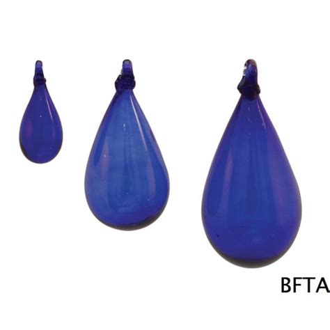 Hand Made Blown Glass Hanging Tear Baubles Blue