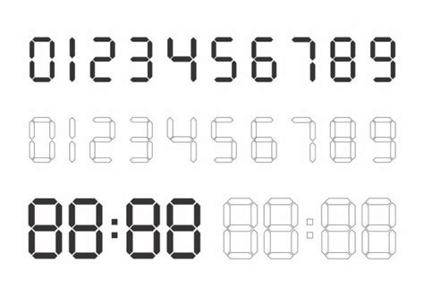 Eenvoudige Zwarte Digitale Nummer Set Van Zeven Segmenttype Isoleren