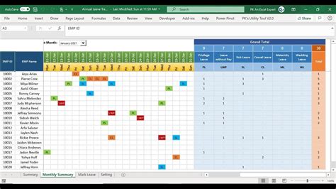 Annual Leave Tracker Ms Excel Templates