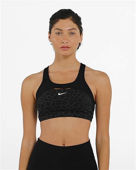 Nike Dri Fit Swoosh Womens Medium Support Non Padded Leopard Print