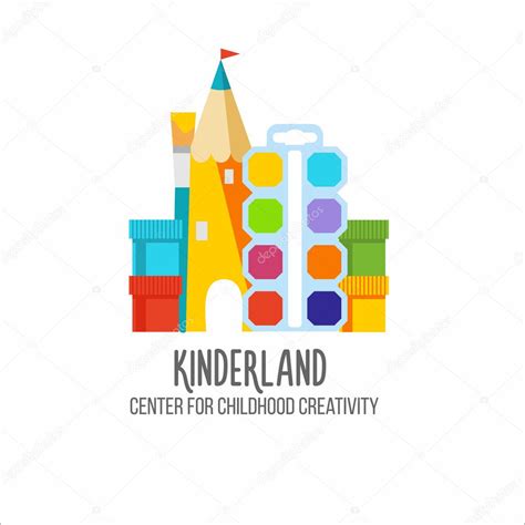 Childrens Center Logotype Logo For Kinder Garden Kids Club Stock