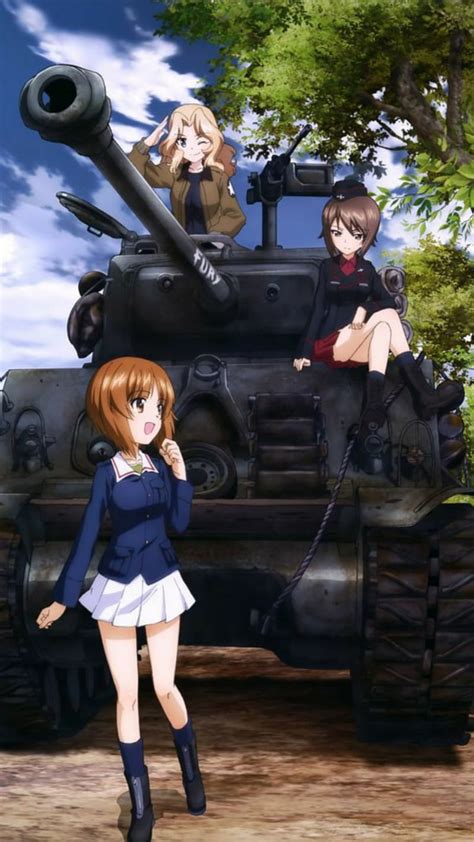 Anime Chicas Y Panzer Yukari Akiyama Miho Nishizumi Fondo De