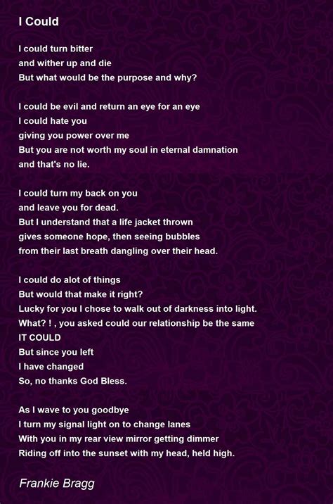 I Could I Could Poem By Frankie Bragg