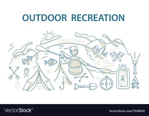 Doodle Style Design Concept Of Outdoor Recreation Vector Image