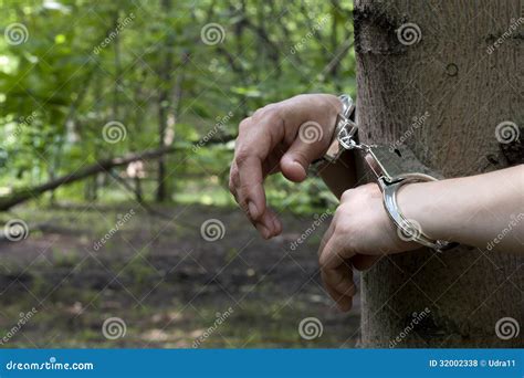Woman Tied To A Tree In The Forest Royalty Free Stock Photos Image