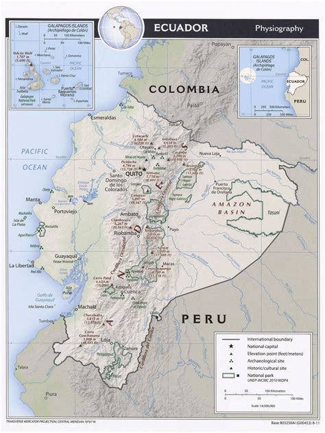 Linguistic maps of latin america : Kaart landen Zuid-Amerika: Kaart Ecuador en Quito, met ...
