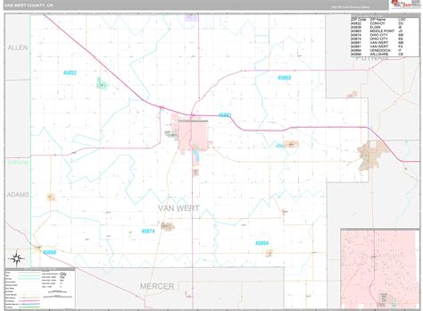 Van Wert County, OH Wall Map Premium Style by MarketMAPS