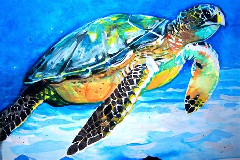 Loggerhead Sea Turtle Print Peinture Tortue De Mer Tortue De Mer