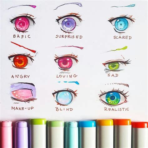 Shading xhario 105 14 extra tutorial: Anime eye types in various colors.. | Eye drawing, Manga eyes, Drawings