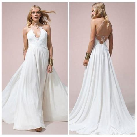 Lace Halter Beach Boho Wedding Dresses Plus Size Bohemian