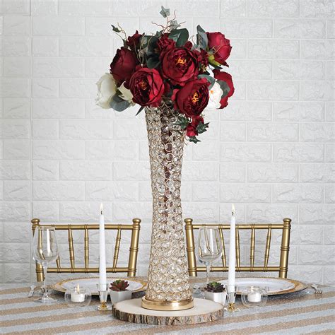 24 Tall Wedding Beaded Vase Centerpiece With Faux Crystals Party