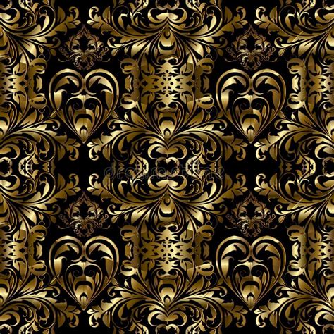 Vector Gold Baroque Seamless Pattern Floral Golden Damask Background