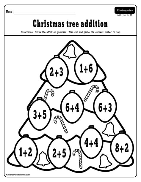 Christmas Tree Worksheets For Kindergarten Math Christmas Math