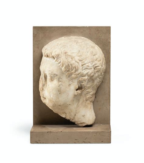 Fragmentary Roman Marble Portrait Head Of A Youth Julio Claudian Early 1st Century Ad