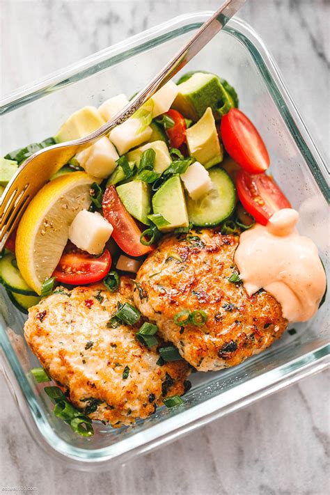 Meal Prep Chicken Patties Recipe With Vegetable Salad Meal Prep