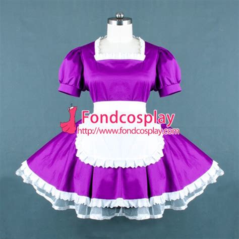 Sexy Sissy Maid Dress Lockable Uniform Purple Cotton Dress Cosplay Costume Custom Made On