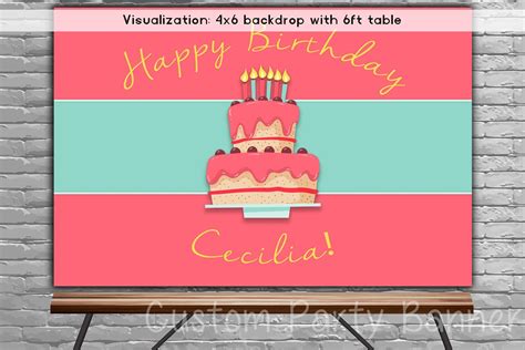 Happy Birthday Cake Backdrop By Yourpartyninja On Etsy Cake Backdrops