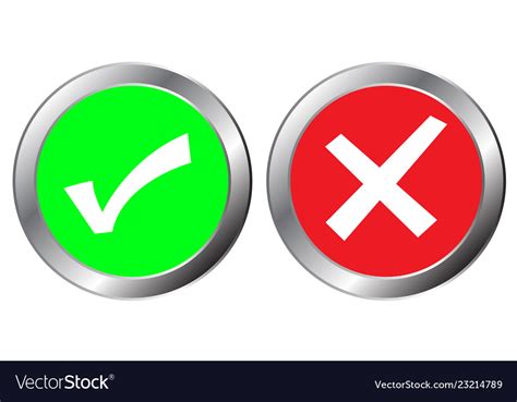Yes And No Button Symbol Mark Is Correct And Vector Image