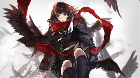 Evil Anime Girl Black Hair Red Eyes