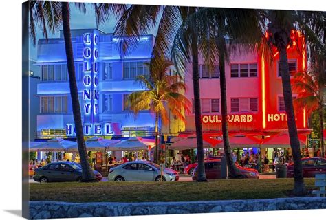 Art Deco District Ocean Drive South Beach Miami Beach Miami Florida Wall Art Canvas Prints
