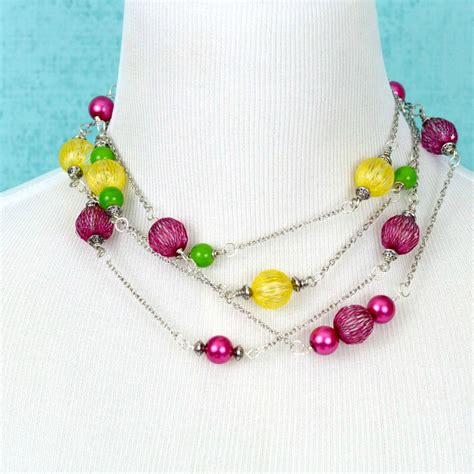 Bright Diy Beaded Necklace Happy Hour Projects