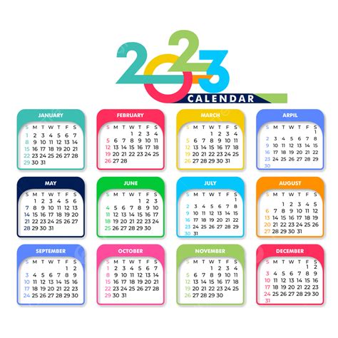 Colorful 2023 Calendar New Year Cmyk Multicolor Printing 2023