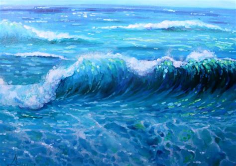 Ocean Art Original Painting Of The Ocean Waves Oil Painting By Lena