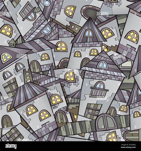 Cartoon Houses Seamless Pattern Stock Vector Image And Art Alamy