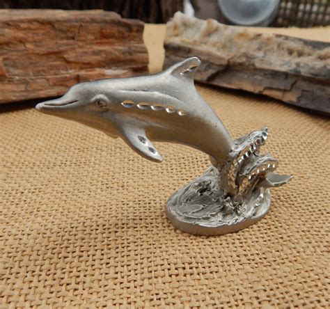 Pewter Dolphin Figurine 1990 Masterworks Diamond Cut Etsy