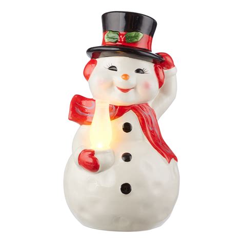 Holiday Time Indoor Light Up Ceramic Snowman Decoration 10