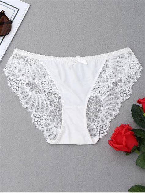 13 Off 2021 See Through Sheer Lace Panties In White Zaful
