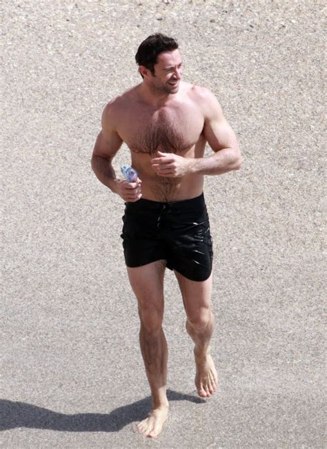 Shirtless Actors Hugh Jackman Shirtless Wet And Sexy In Trunks