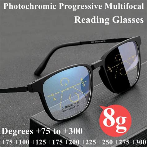 finished titanium photochromic reading glasses progressive multifocal presbyopic glasses