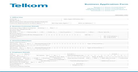 Business Application Form Telkom · Business Application Form 1