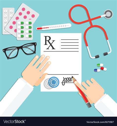 Doctor Writing Notes On A Prescription Pad Vector Image
