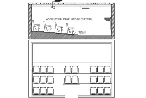 2d Cad Drawing Of Home Theatre Elevation Autocad Software Cadbull