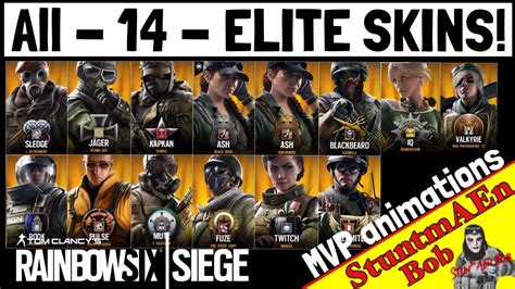 All 14 Elite Skins Rainbow Six Siege Mvp Animations Youtube
