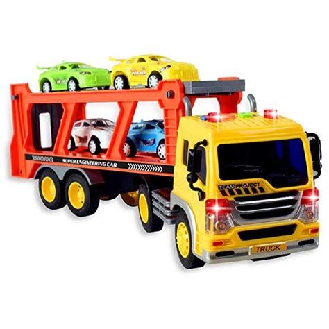 Wolvol Friction Powered Transport Car Carrier Truck Toy For Boys And